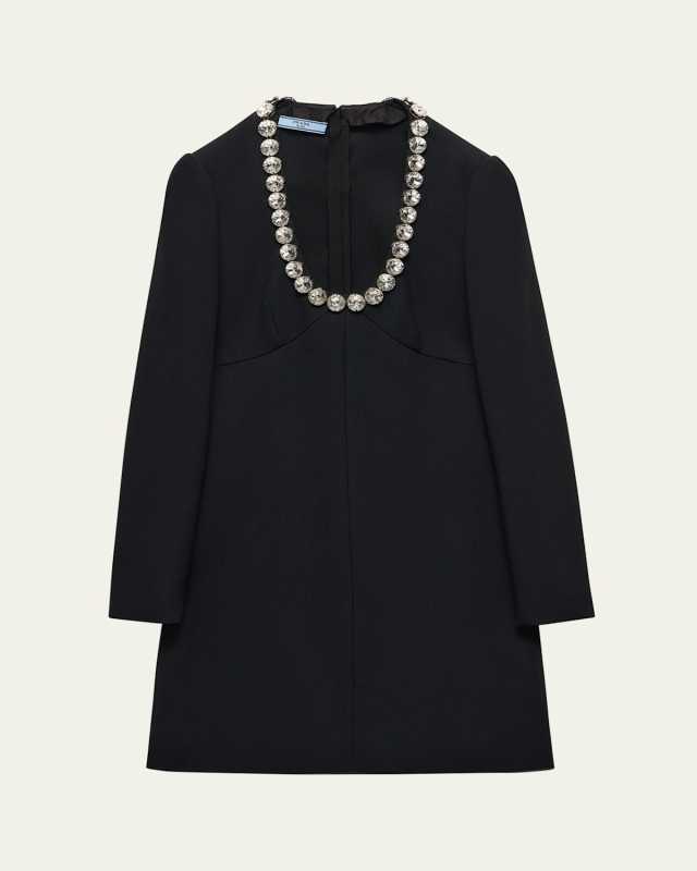 Crystal Scoop-Neck Mini Dress